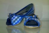 Sapatilha Peep Toe Xadrez Azul