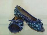 Sapatilha  Peep Toe Infantil Azul Floral