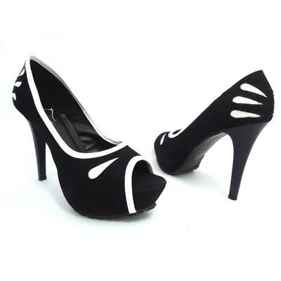 Peep Toe Preto Branca